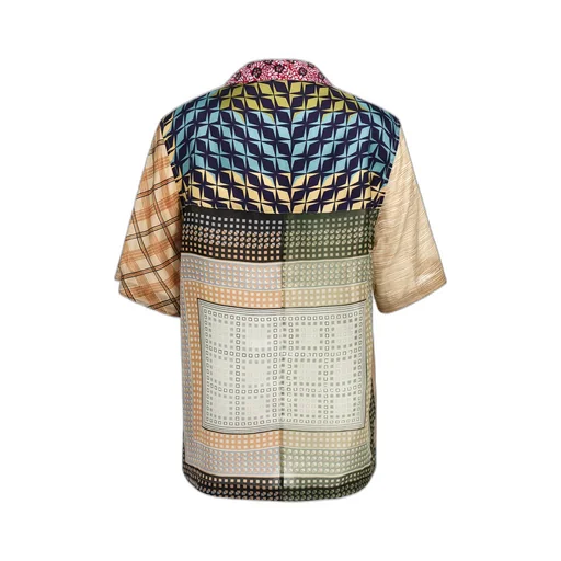 Patchwork Scarf Printed Bowling Shirt