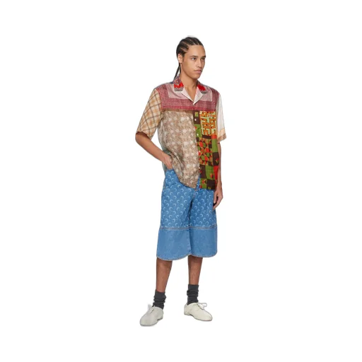 Patchwork Scarf Printed Bowling Shirt