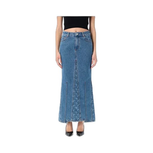 Moon Laser Denim Long Skirt