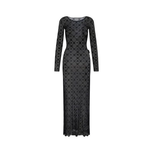 Moonogram Mesh Flock Long Dress