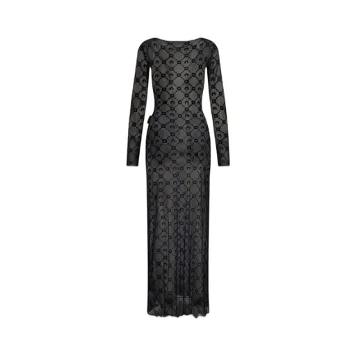 Moonogram Mesh Flock Long Dress