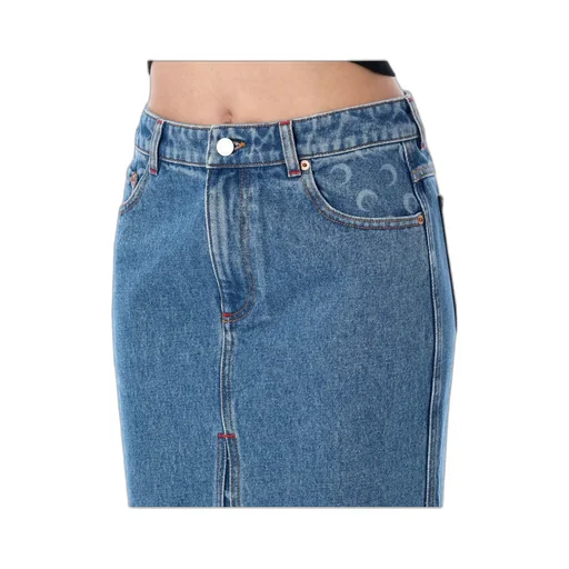 Moon Laser Denim Long Skirt