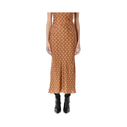 Crescent Moon-Print Flared Midi Skirt