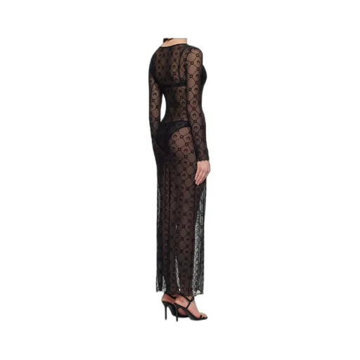 Moonogram Mesh Flock Long Dress