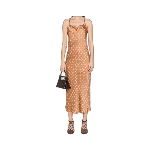Moon-Print Square Neck Maxi Dress
