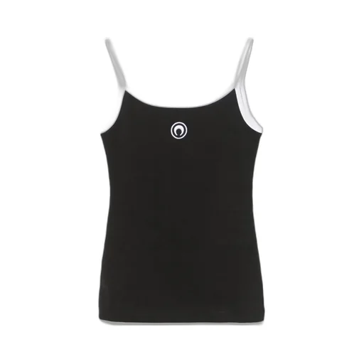 Contrast Trim Moon Logo Ribbed Tank Top