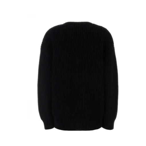 Half Cardigan Knit Crewneck Sweater