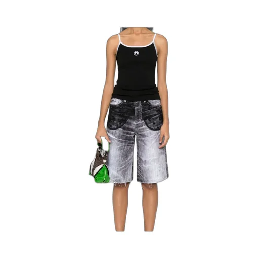 Contrast Trim Moon Logo Ribbed Tank Top
