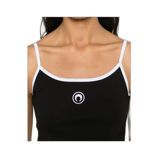 Contrast Trim Moon Logo Ribbed Tank Top