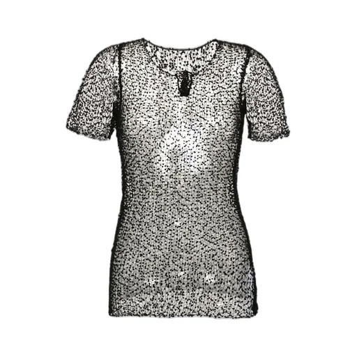 Semi-Sheer Top With Dot Embroidery