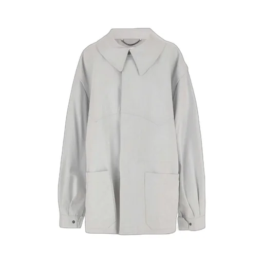 Oversize-Collar Straight Hem Denim Jacket