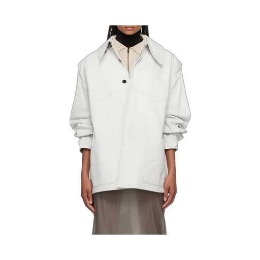 Oversize-Collar Straight Hem Denim Jacket