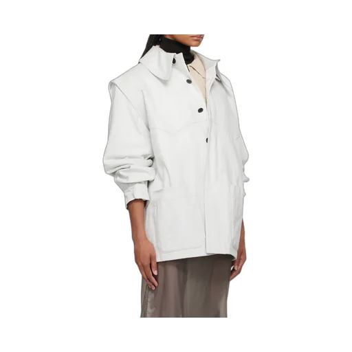 Oversize-Collar Straight Hem Denim Jacket