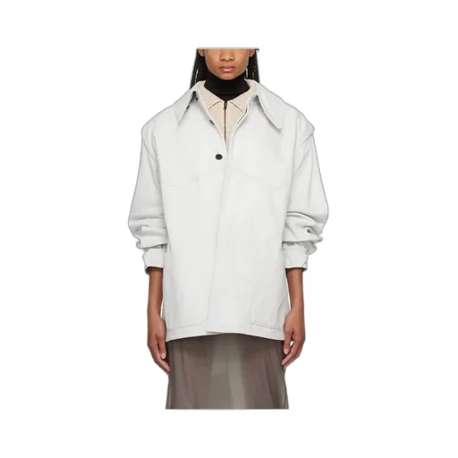 Oversize-Collar Straight Hem Denim Jacket