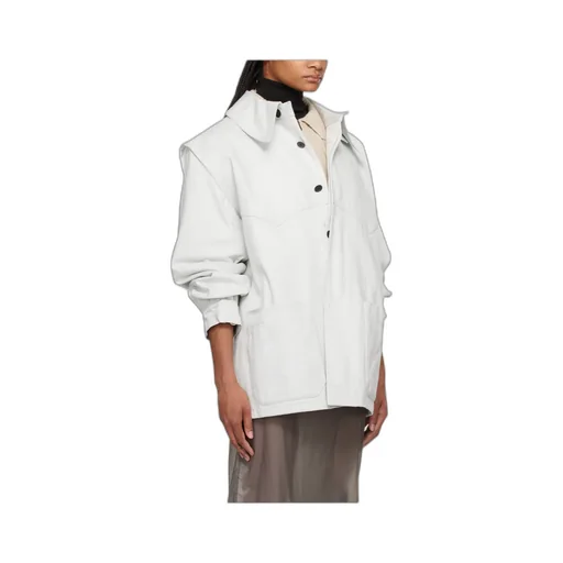 Oversize-Collar Straight Hem Denim Jacket