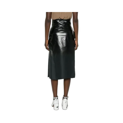Coated Ruched Midi Skirt