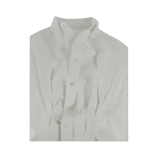 Ruched Collared Short-Sleeve Shirt