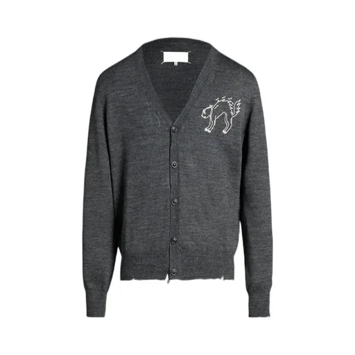 Logo Motif Embroidered Buttoned Cardigan