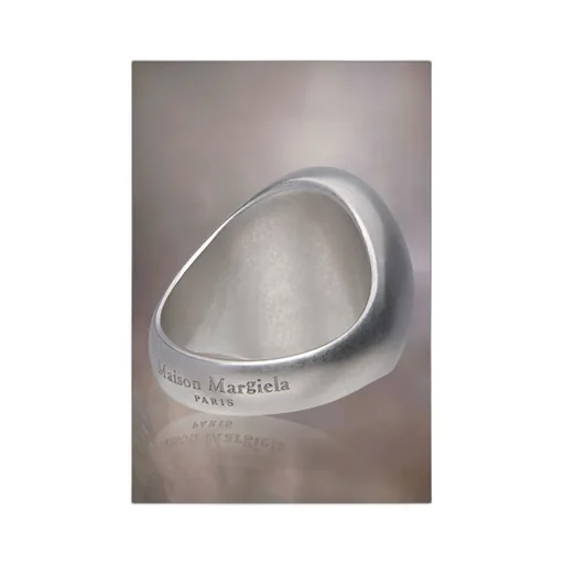 Logo-Engraved Brushed Finish Signet Ring