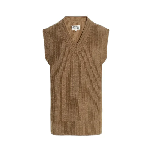 V-Neck Straight Hem Knitted Vest