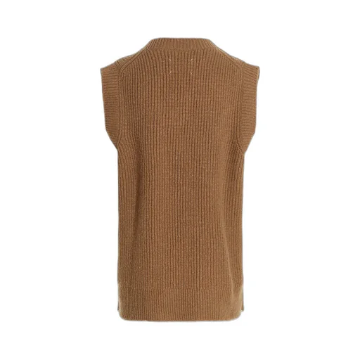 V-Neck Straight Hem Knitted Vest