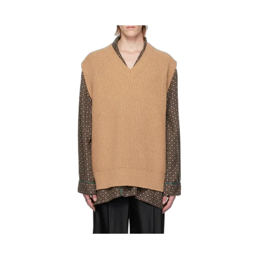 V-Neck Straight Hem Knitted Vest