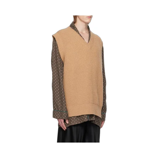 V-Neck Straight Hem Knitted Vest