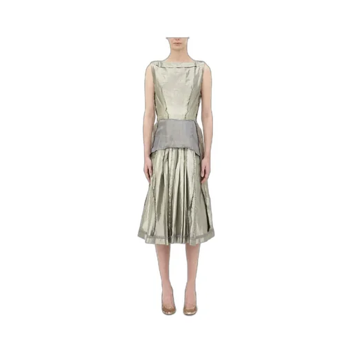 Patchwork Sleeveless Midi Dress
