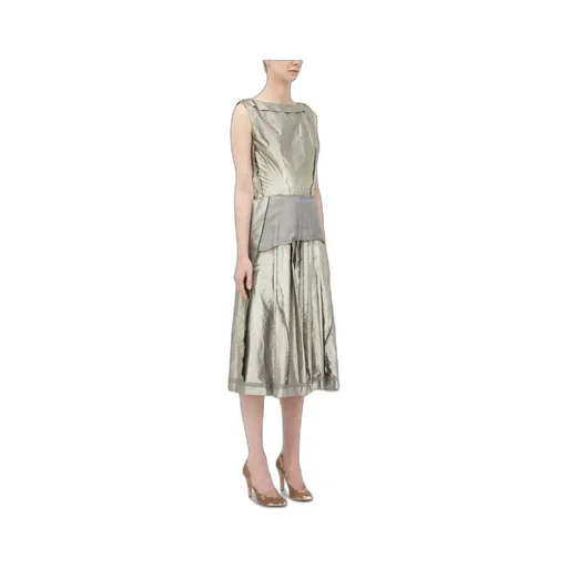 Patchwork Sleeveless Midi Dress