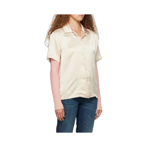 Short-Sleeved Satin Shirt