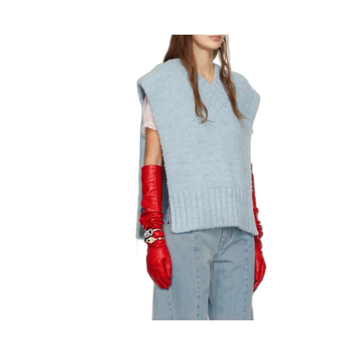 V-Neck Ribbed Knitted Vest