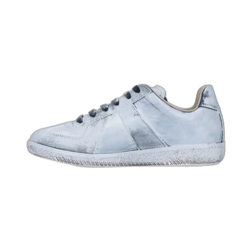 Paint Effect Lace-Up Sneakers