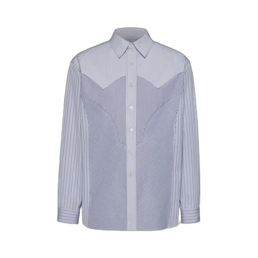 Panelled Striped Button-Up Shirt