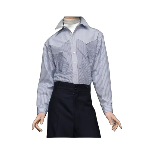 Panelled Striped Button-Up Shirt