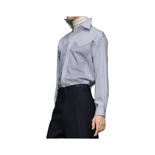 Panelled Striped Button-Up Shirt
