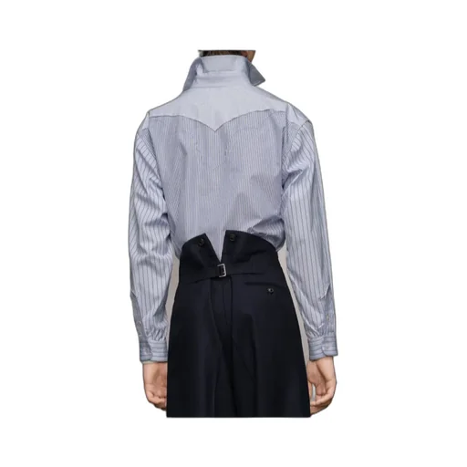 Panelled Striped Button-Up Shirt