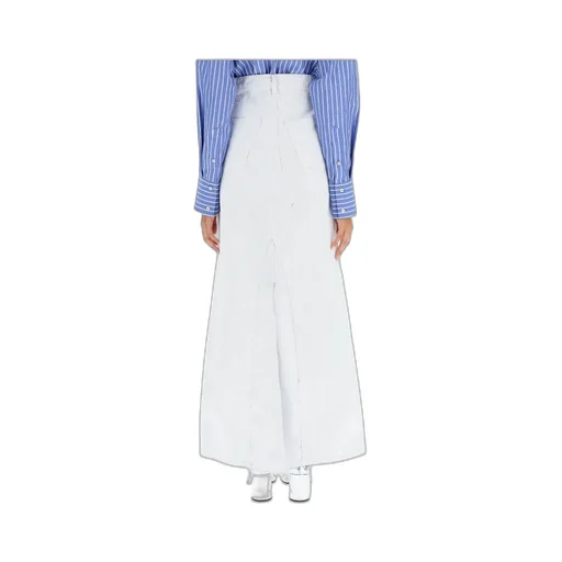 Raw-Cut Hem Midi Skirt