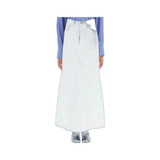Raw-Cut Hem Midi Skirt