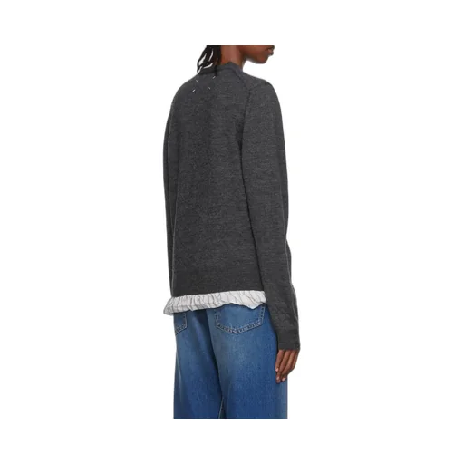 Distressed-Finish Buttoned Cardigan