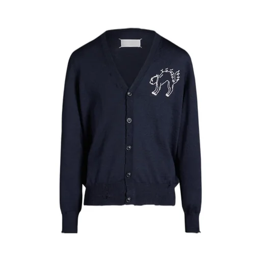 Logo Motif Embroidered Buttoned Cardigan