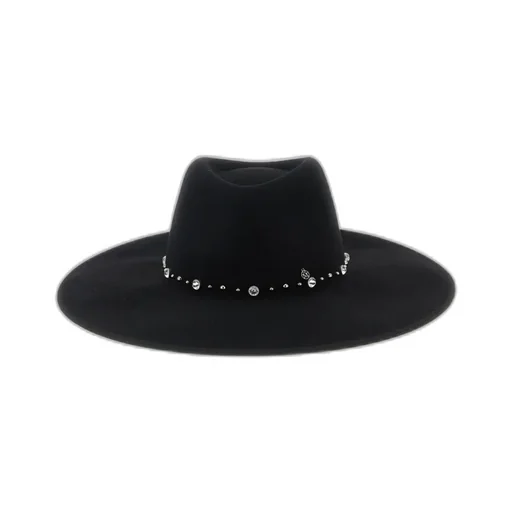 Wide-Brim Crystal-Embellished Hat