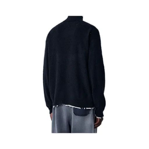 Quarter Zip-Up Distressed Jumper