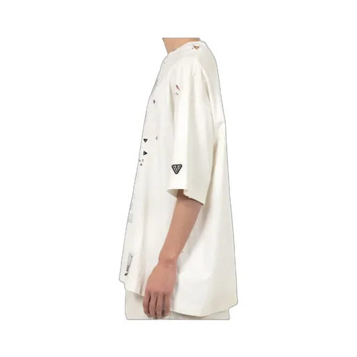 Cat Printed Embellished Distressed T-Shirt