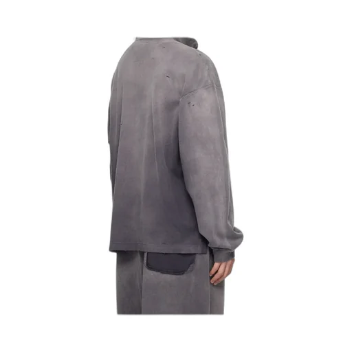 Distressed-Effect Half-Zip Sweatshirt