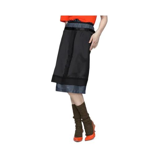 Layered Frayed Detail Midi Skirt