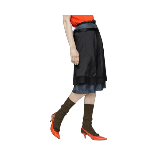 Layered Frayed Detail Midi Skirt