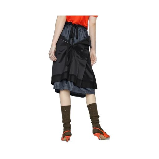 Layered Frayed Detail Midi Skirt