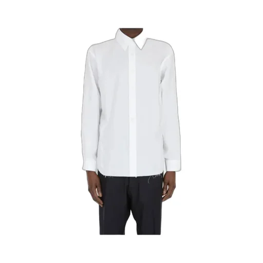 Long-Sleeved Frayed-Hem Shirt