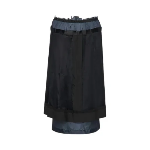 Layered Frayed Detail Midi Skirt
