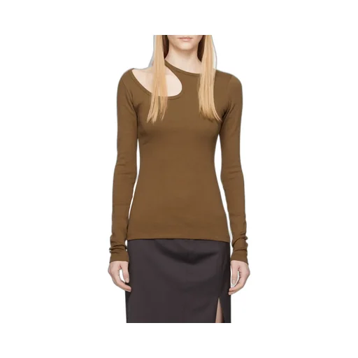 Cut-Out Long-Sleeve Cotton T-Shirt